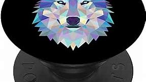 Cool Wolf Face Pattern Animal Black Blue Mens Boys Design PopSockets PopGrip: Swappable Grip for Phones & Tablets