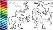 Drawing and Coloring Dinosaur Collection 2 - How to Draw and Color Jurassic World Dinosaurs