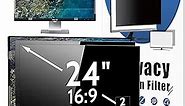 2 Pack Computer Privacy Screen 24 Inch for 16:9 Widescreen Monitor, Removable 24inch Anti Blue Light Anti Glare Monitor Privacy Filter Shield (20 15/16" x 11 13/16")