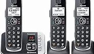 Panasonic Link2Cell Bluetooth DECT 6.0 Expandable Cordless Phone System with Answering Machine and Call Blocking - 3 Handsets - KX-TGE663B (Black)