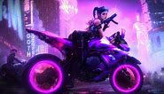 Cyberpunk Biker Girl Neon Motorcycle Live Wallpaper - MoeWalls