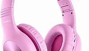 Kids Headphones with Microphone, Over-Ear Headphones for Kids with Sharing Function, 85dB/94dB Safe Volume Limit, HD Sound, Headset for On-line Study, School, Travel, Headphone for Children [Pink]