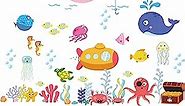 Under Sea Wall Stickers - DIY Wall Decals Sea Animals Octopus Dolphin Mural Decor for Kids Bedroom Bathroom Playroom Nursery Home Decorations