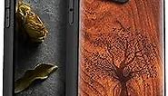 Carveit Magnetic Wood Case for iPhone 14 Pro Max [Natural Wood & Black Soft TPU] Shockproof Protective Cover Unique & Classy Wooden Case Compatible with magsafe (Tree with Roots -Rosewood)
