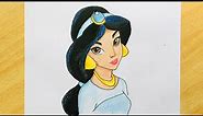 How to Draw Princess Jasmine | Disney Aladdin | Colored Pencil Sketch