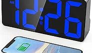Alarm Clock for Bedroom, 7 In Large Display Digital Clock with Dual Alarms&USB Charger Ports,Night Light,Battery Backup,Adjustable Brightness&Volume,DST, Loud Desk Clock for Kid Boy Girl Heavy Sleeper