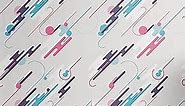 Ambesonne Retro Peel & Stick Wallpaper for Home, Eighties Style Abstract Futuristic Shapes Minimalistic and Spotty, Self-Adhesive Living Room Kitchen Accent, 13" x 72", Pale Blue Plum Pink