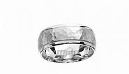 Men's Keepsake Signature 14k White Gold 8mm Hammered Wedding Band