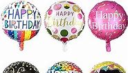 Sharlity Happy Birthday Foil Mylar Helium Balloon, 18" Round Foil Balloon, Pack of 30