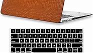DTangLsm Fit Crocodile MacBook Pro 13 inch Case 2023 2022 2021-2016 M2 M1 A2338 A2289 A2251 A2159 A1989 A1706 A1708 with Touch Bar, Faux Vegan Leather Hard Shell Snakeskin Case & Keyboard Cover,Brown