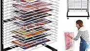 Small Art Drying Rack For Classroom | Functional & Mobile Paint Drying Rack | 19 Removable Shelves | Canvas Rack Art Storage | Painting Drying Rack With Wheels | Stack Rack For Painting, And More