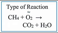 Type of Reaction for CH4 + O2 = CO2 + H2O (Carbon dioxide + Oxygen gas)
