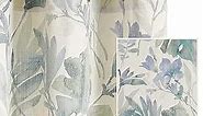 MYSKY HOME Floral Curtains Linen Style Curtains 63 Inch Length Semi Sheer Curtains Light Filtering Curtains for Living Room Bedroom Floral Printing Window Treatment Grommet 2 Panels,Sage and Natural