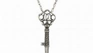 1928 Jewelry Antiqued Pewter Tone Key Whistle Pendant Necklace, 30