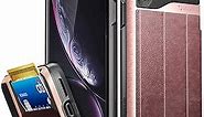VENA iPhone XR Wallet Case, vCommute (Military Grade Drop Protection) Flip Leather Cover Card Slot Holder with Kickstand, Designed for Apple iPhone XR - Rose Gold