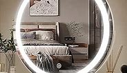 FENNIO Vanity Mirror with Lights, 20"x18" LED Lighted Makeup Mirror, Large Makeup Mirror with Lights, Touch Sensor with 3-Color Lighting, Dimmable for Vanity Desk Tabletop, Bedroom