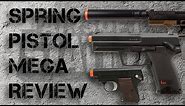 We review 10 Spring-Powered Airsoft Pistols in Under 2 Minutes