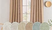 MIULEE Brown Linen Curtains 120 Inches Long for Bedroom Living Room, Soft Thick Linen Textured Window Drapes Semi Sheer Light Filtering Back Tab Rod Pocket Burlap Look Country Decor, 2 Panels 10 Ft