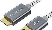 CableCreation Short USB3.0 Hard Drive Cable 1FT, USB 3.0 A to Micro B Cable 5Gbps Data, USB 3.0 External Hard Drive Cable Works for WD Toshiba Seagate Hard Drive Galaxy S5 and More 0.3m