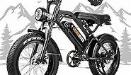Electric Bike for Adults 1000W Motor, 20'' Fat Tire Double Suspension Ebike 48V 15AH Removable Battery 28MPH & up to 37 Miles, 7 Speed Electric Bicycle for Off Road Snow Beach Mountain