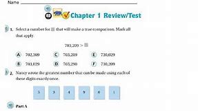 4th Grade Chapter 1 Math Test Review