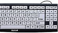Nuklz N Large Print Computer Keyboard | Visually Impaired Keyboard | High Contrast Black and White Keys Makes Typing Easy | Perfect for Seniors and Those Just Learning to Type