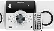 Magnavox MM442 3-Piece Top Loading CD Shelf System with Digital PLL FM Stereo Radio, Bluetooth Wireless Technology, and Remote Control in Black | Blue Lights | LED Display (White)