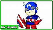 How To Draw Captain America (Chibi) | Cute Baby Captain America Drawing Lesson | Drawing for Kids