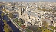 Aerial view of Notre Dame de Paris Cathedral