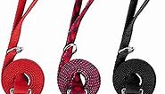 azuza 3 Pack Christmas Nylon Dog Leashes Strong & Durable Buffalo Check Basic Dog Leash with Easy to Use Collar Hook for Medium Dogs, M (5FT,3/4")