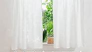 Yancorp White Kitchen Tier Curtains 24 inches Length Linen Textured Short Curtains Farmhouse Cafe Curtains Small Window for Bathroom Laundry Room(White,W24 X L24)