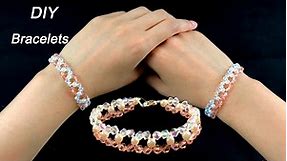 Easy DIY Crystal and Pearls Bracelets/ How to Make Beading Bracelets with Crystal and Pearls