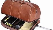 Leathario Leather Luggage travel duffle bag weekend overnight bag rolling suitcase