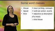 Word classes (open and closed classes)