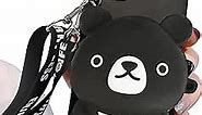 SGVAHY Phone Case for iPhone 11 Case Cute iPhone Case Kawaii Phone Case with Lanyard Coin Purse 3D Cool Cartoon Bear Case Soft Silicone Bumper Shockproof Protective Cover Case for Women Girls Black