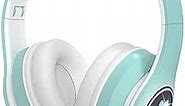 Kids Headphones with Microphone/RGB LED Light Up, Cat Ear Bluetooth Headphones 94dB Volume Limiting, Foldable Stereo Over-Ear Headphones for Kids Tablet/School/iPad/Smartphone (Green)