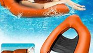 Inflatable Pool Floats for Adults, No Pump Required Swimming Pool Floating Lounger Chair, 3 Seconds Filling Air Lake Beach Party Lightweight Portable Inflatable Pool Lounger Chair Adult Size-Orange