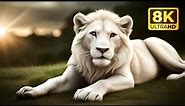 White Lions in Their Natural Habitat 8K (60 FPS) Ultra HD with relaxing music (Colorfully Dynamic)