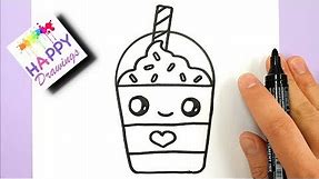 How to Draw a Starbucks Frappuccino Cute and EASY | Cartoon Drink