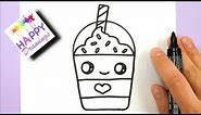 How to Draw a Starbucks Frappuccino Cute and EASY | Cartoon Drink