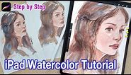 Procreate Watercolor Tutorial with iPad // How to paint a Face Portraits // Step by step