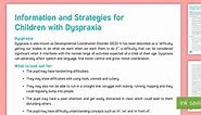 Dyspraxia Strategies and Information Adult Guidance