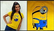 How to paint on T-shirt with instructions #3 / minion t-shirt painting tutorial / Canvas Of Life