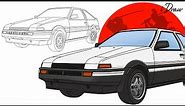 How to draw Toyota AE86 Trueno