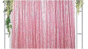 DUOBAO Sequin Backdrop, 4FTx8FT Pink Gold, Premium Material, No Seam, Elegant & Shiny, Customized Glitter Backdrop for Wedding, Party Decor