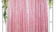 Sequin Curtains 4FTx8FT Pink Gold Glitter Background for Wedding Sequin Photo Backdrop Payette Sequin Backdrop Curtain Panels Shimmer Sequin Fabric Photography Backdrop (4FTX8FT, Pink Gold)