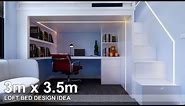Small bedroom Design | 3m x 3.5 m | Loft Bed Design