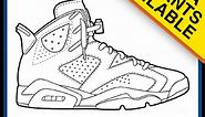 Air Jordan 6 Sneaker Coloring Page - Created by KicksArt