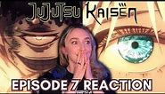 INFINITE VOID AND GOJO FACE REVEAL (FINALLY) Watching Jujutsu Kaisen | Episode 7 REACTION "Assault"