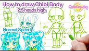 How to draw Chibi body poses with small tips/2.5 heads high/Normal speed Tutorial/Easy/anime